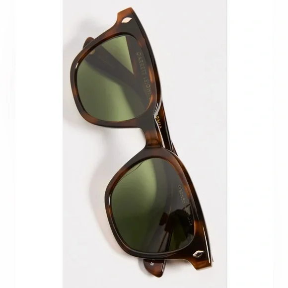 Garrett Leight Tortoise Broadway Sunglasses with Olive Lenses - Picture 5 of 5